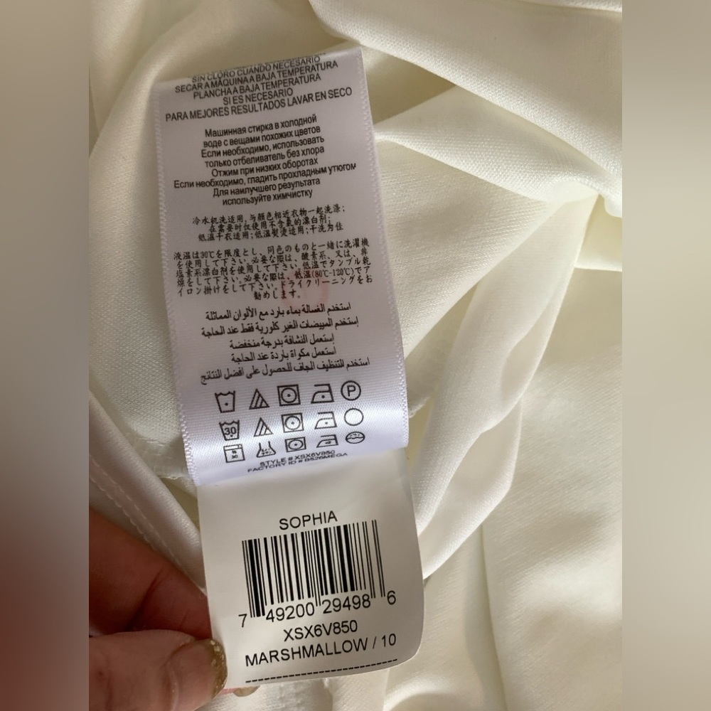Max and Cleo Sophia White Ruched High-Low Maxi Dress Size 10 - Picture 11 of 12
